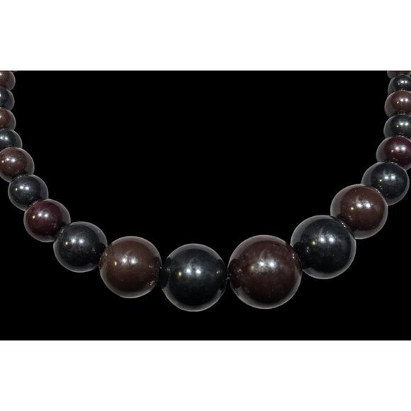 Black And Brown Graduated Beaded Necklace - Picture 2 of 8